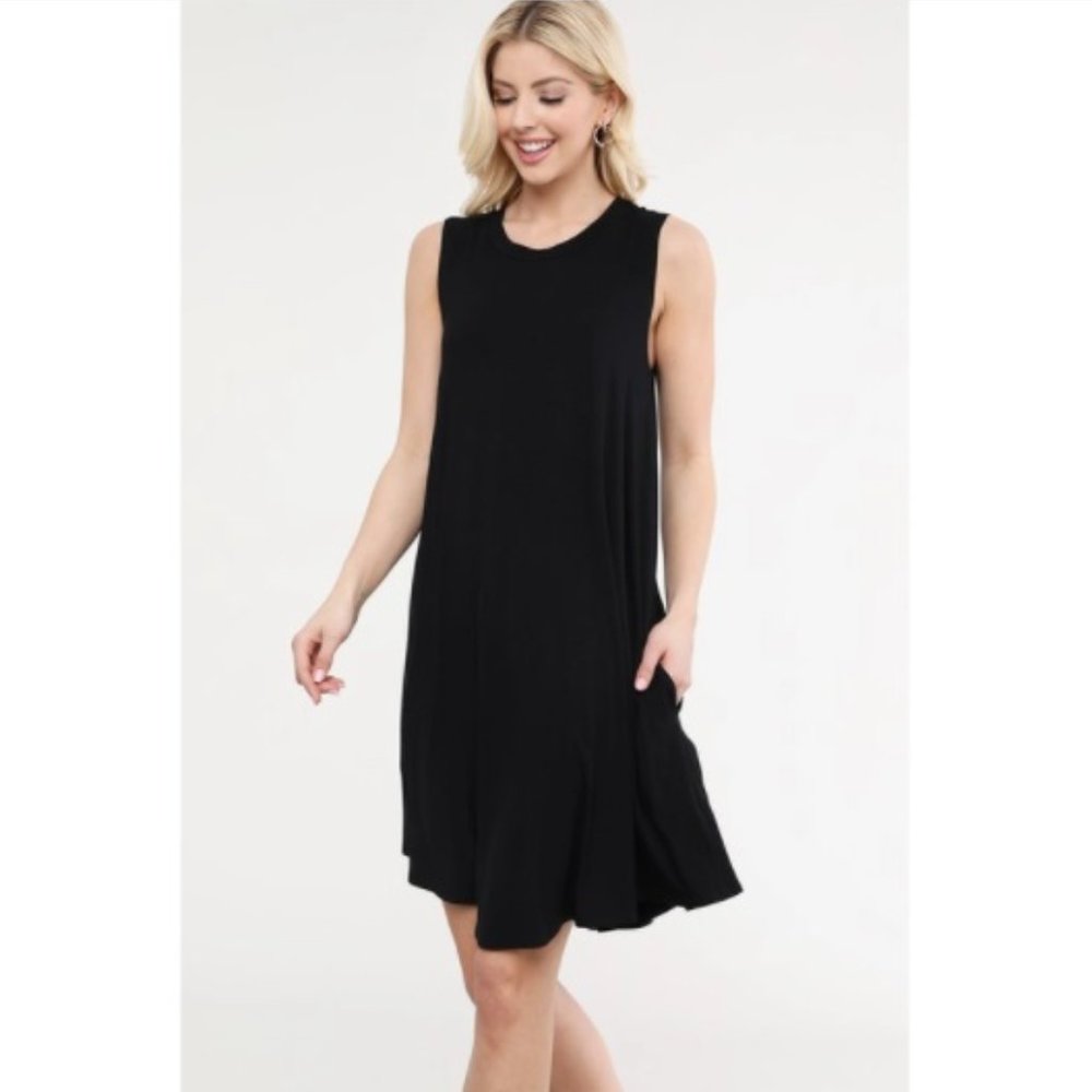 Sleeveless Swing Dress with Pockets